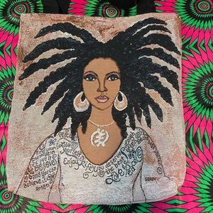 Tote bag. Sister locks. Adinkra symbol. NWT